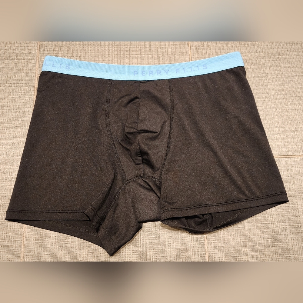 Perry Ellis Black Boxer Briefs with Blue Waistband